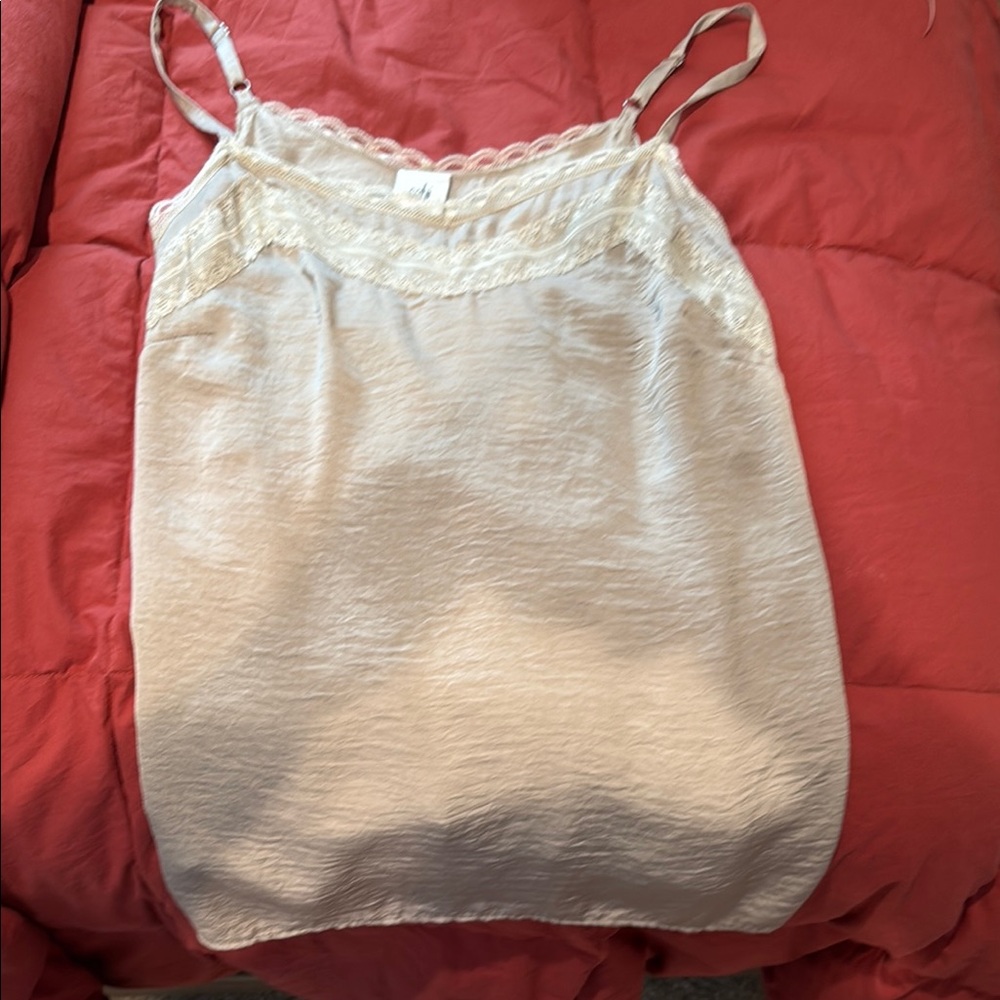 CAbi Beige Lace Trim Cami